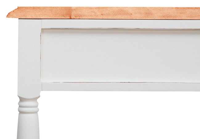 Biscottini Biscottini Tavolino Country Legno Tiglio Bianco Anticato Naturale 80x38x80 Italy