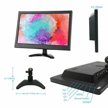 Monitor HDMI VGA Schermo LCD TFT 13.3 POLLICI 1080p Altoparlante BNC USB RCA