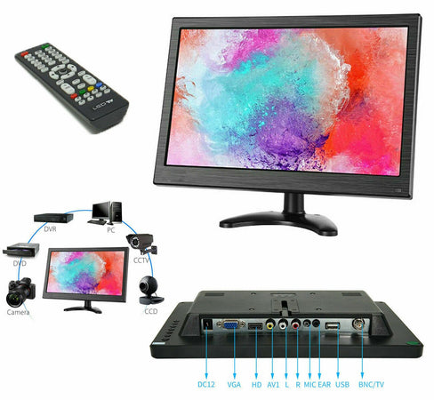 Monitor HDMI VGA Schermo LCD TFT 13.3 POLLICI 1080p Altoparlante BNC USB RCA