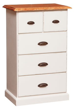 Biscottini Biscottini Cassettiera Country 5 cassetti legno tiglio bianca anticata
