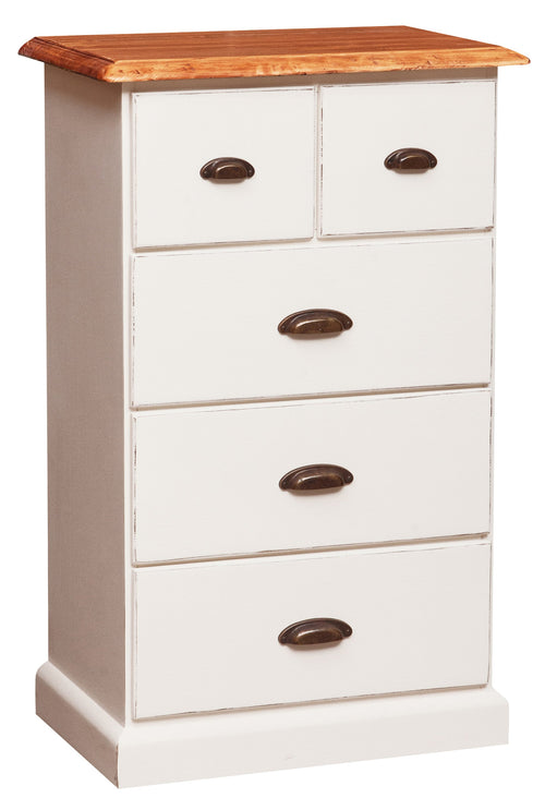 Biscottini Biscottini Cassettiera Country 5 cassetti legno tiglio bianca anticata