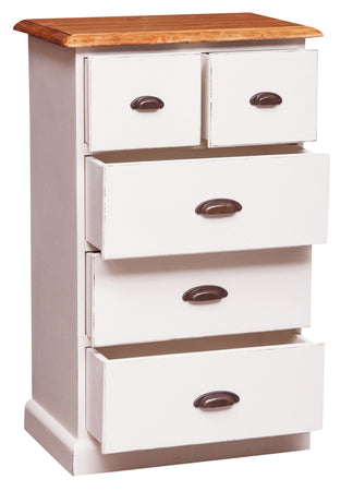 Biscottini Biscottini Cassettiera Country 5 cassetti legno tiglio bianca anticata