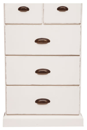 Biscottini Biscottini Cassettiera Country 5 cassetti legno tiglio bianca anticata