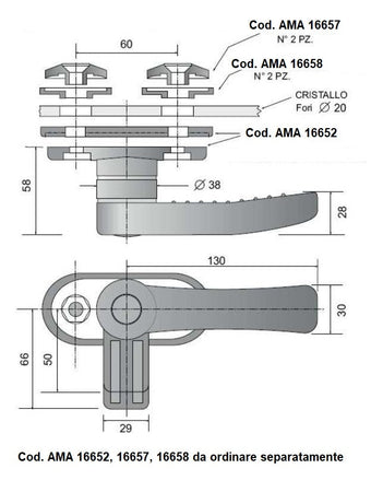 Maniglia finestrino sinistra in plastica
