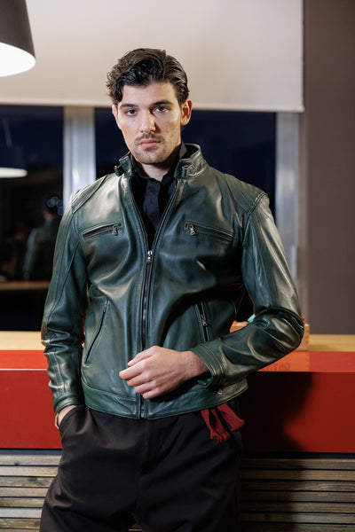 Avatar - Biker Uomo Verde in vera pelle