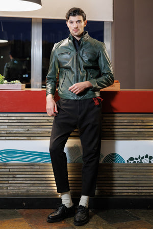 Avatar - Biker Uomo Verde in vera pelle