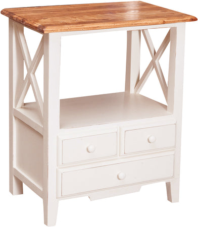 Biscottini Biscottini Comodino Country legno massello tiglio bianco naturale 56x36x66 Made