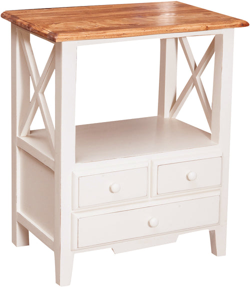 Biscottini Biscottini Comodino Country legno massello tiglio bianco naturale 56x36x66 Made