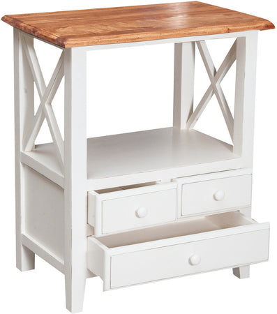 Biscottini Biscottini Comodino Country legno massello tiglio bianco naturale 56x36x66 Made