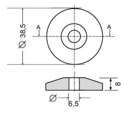 Borchia per cabine foro passante Ø 6,5mm