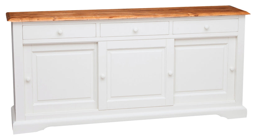 Biscottini Credenza Biscottini Country legno massello tiglio bianca anticata piano