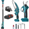 Kit Potatura 4 in 1 Mini Motosega 6 Forbice Cesoia a Batteria Asta Telescopica e Faretto LED