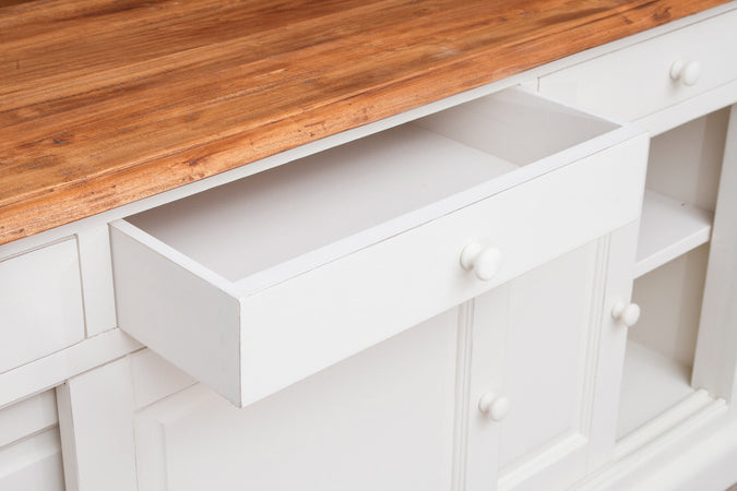 Biscottini Credenza Biscottini Country legno massello tiglio bianca anticata piano