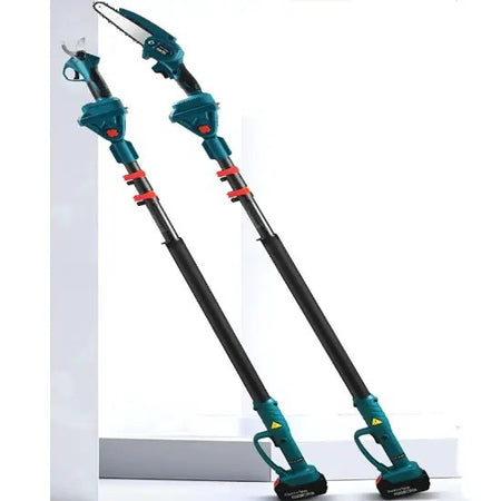 Kit Potatura 4 in 1 Mini Motosega 6" Forbice Cesoia a Batteria Asta Telescopica e Faretto LED