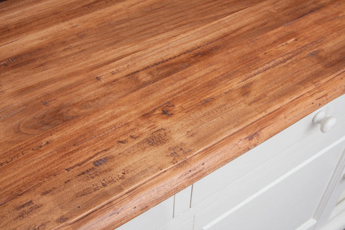 Biscottini Credenza Biscottini Country legno massello tiglio bianca anticata piano