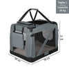 Borsa Trasportino Animali Domestici Pieghevole 70x50 H 52cm Cani e Gatti Grigio