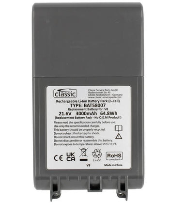 Batteria Li-Ion 21,6V alternativa aspirapolvere Classic Dyson V8 BAT58007