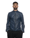 U010 - Giacca Uomo Blu in vera pelle