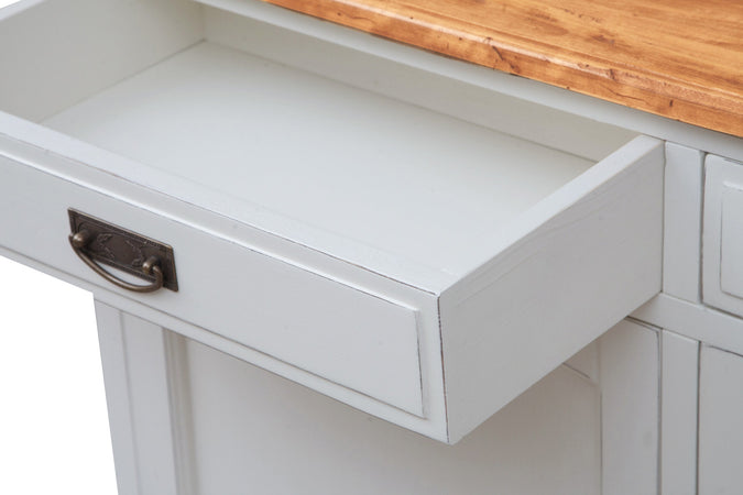 Biscottini Biscottini Credenza Country Legno Massello Tiglio Bianca Anticata 123x42x92.5