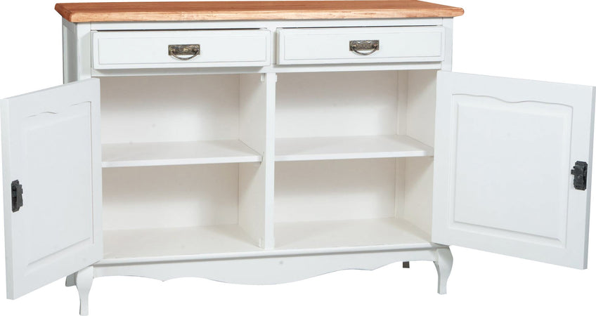 Biscottini Biscottini Credenza Country Legno Massello Tiglio Bianca Anticata 123x42x92.5