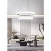 Lampadario Led 51w A Sospensione 2 Anelli Cristalli Luce 6500k 3000k 4000k Lp-38b