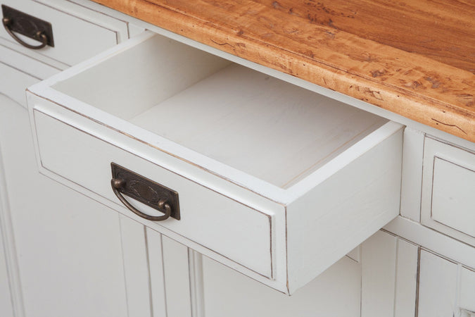 Biscottini Credenza Country Biscottini legno tiglio bianca anticata piano naturale