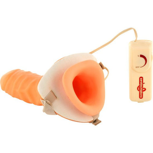 Dildo strapon cavo indossabile vibrante con imbracatura 17 cm
