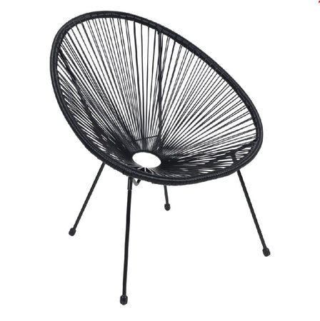 2 x Sedia Poltrona in Polyrattan per Giardino Terrazzo Interno Esterno Moderna Nero