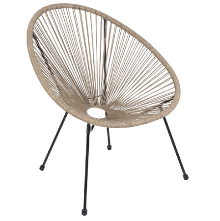 2 x Sedia Poltrona in Polyrattan per Giardino Terrazzo Interno Esterno Moderna Ecrù