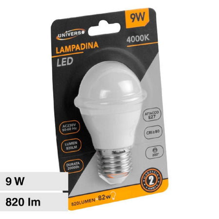 Lampadina Led E27 9 W 820lm Mini Globo G45 Smd Luce Calda Fredda Naturale G45-9w