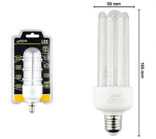 Lampadina Led E27 Da 24 Watt Luce Calda 3000k Fredda 6500k Naturale 4000k 4u-04t