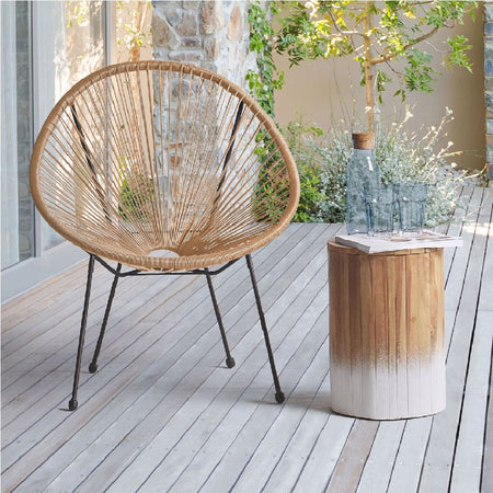 2 x Sedia Poltrona in Polyrattan per Giardino Terrazzo Interno Esterno Moderna Ecrù
