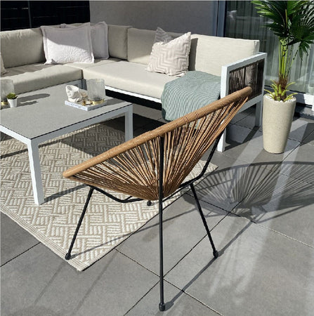 2 x Sedia Poltrona in Polyrattan per Giardino Terrazzo Interno Esterno Moderna Ecrù