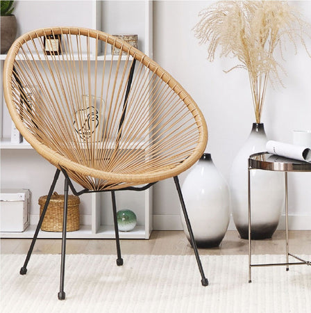 2 x Sedia Poltrona in Polyrattan per Giardino Terrazzo Interno Esterno Moderna Ecrù