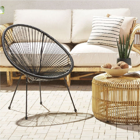 2 x Sedia Poltrona in Polyrattan per Giardino Terrazzo Interno Esterno Moderna Nero