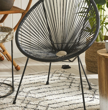 2 x Sedia Poltrona in Polyrattan per Giardino Terrazzo Interno Esterno Moderna Nero