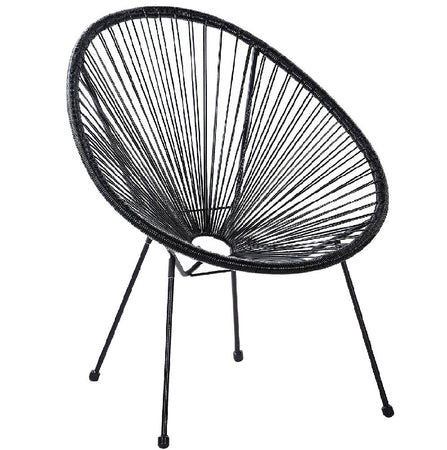 2 x Sedia Poltrona in Polyrattan per Giardino Terrazzo Interno Esterno Moderna Nero