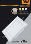 Pannello Led Slim Incasso Bordo In Vetro 9 W Cct Tre Colorazione Luce P-94e-q3c