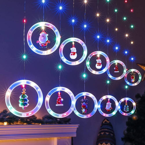Tenda Catena Luminosa 3mt Usb Luci Natale Telecomando 10 Addobbi Natalizi Finestra