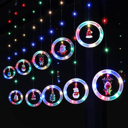 Tenda Catena Luminosa 3mt Usb Luci Natale Telecomando 10 Addobbi Natalizi Finestra