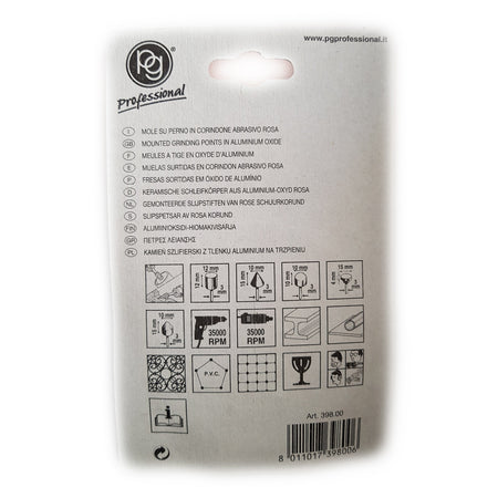 Mole su perno in corindone abrasivo rosa per trapano