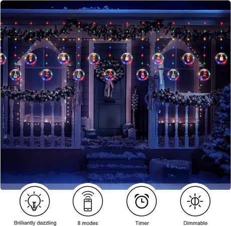 Tenda Catena Luminosa 3mt Usb Luci Natale Telecomando 10 Addobbi Natalizi Finestra