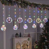 Luci Natalizie 3d 3mt Tenda Usb Interni Rgb Anelli Con Figura Natale Decorazione