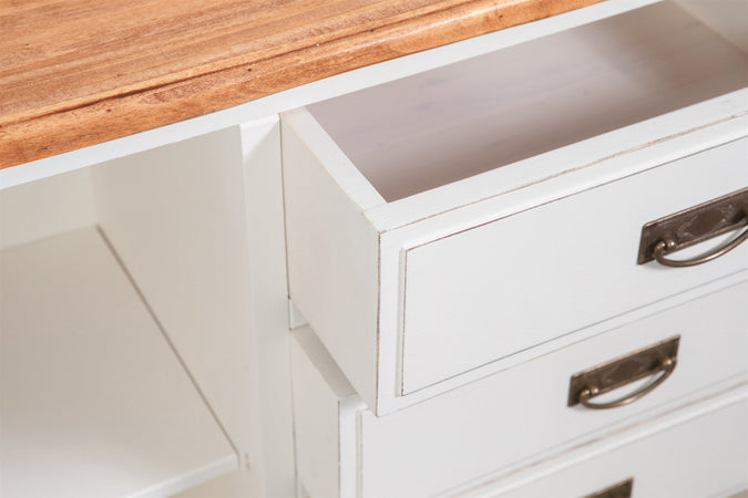 Biscottini Credenza Country Biscottini legno tiglio bianca anticata piano naturale