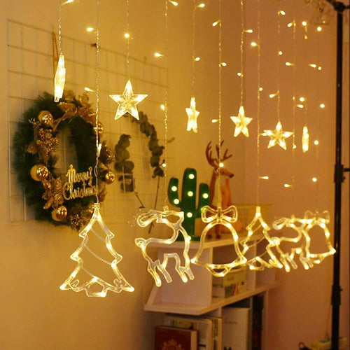 Luci Tende Led 12 Lampade Campane Alberi Natale Decorazioni A Corrente Bianco Caldo