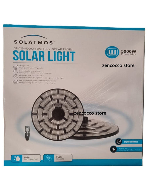 LAMPIONE SOLARE LED UFO 5000W FARO LUCE SENSORE CREPUSCOLARE E MOVIMENTO IP66 LM