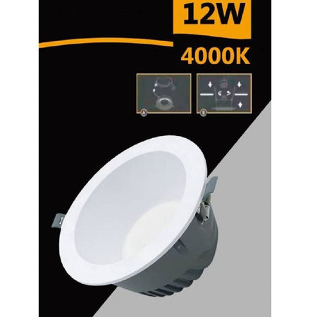 Faretto Smd Led Da Incasso Rotondo 12 Watt 1100 Lumen Luce 4000k 6500k Gl-ag12