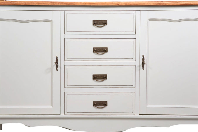 Biscottini Credenza Country Biscottini legno tiglio bianca anticata piano naturale