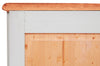 Biscottini Credenza Country in legno massello di tiglio struttura bianca anticata piano finitura naturale L160xPR42xH90 cm. Made in Italy