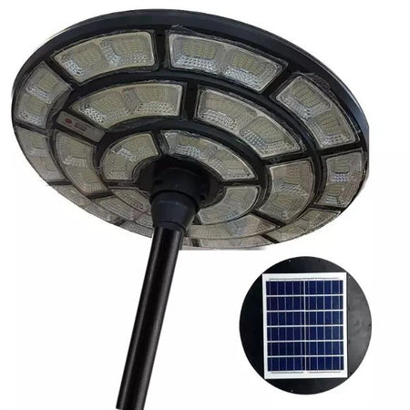LAMPIONE SOLARE LED UFO 5000W FARO LUCE SENSORE CREPUSCOLARE E MOVIMENTO IP66 LM